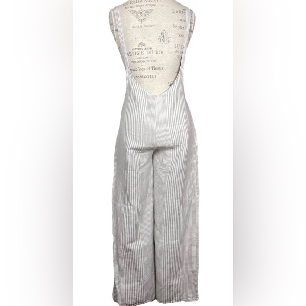 Revolve Amuse Society Fina Striped Linen Blend Overall Jumpsuit Women's Sz Small - Picture 4 of 7